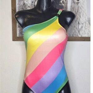 Kurt Geiger Rainbow Striped One Piece Swimsuit